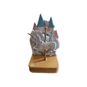 Vintage 5" x 4" x 9"‎ Carousel Porcelain Wood Horse Unicorn Music Box Figurine